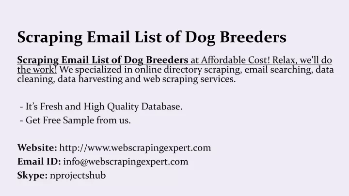 scraping email list of dog breeders