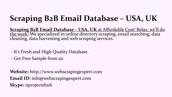 scraping b2b email database usa uk