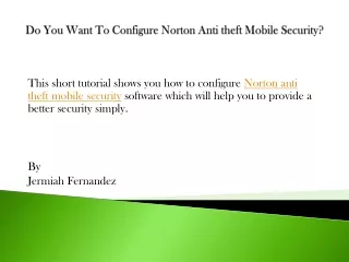 do you want to configure norton anti theft mobile security