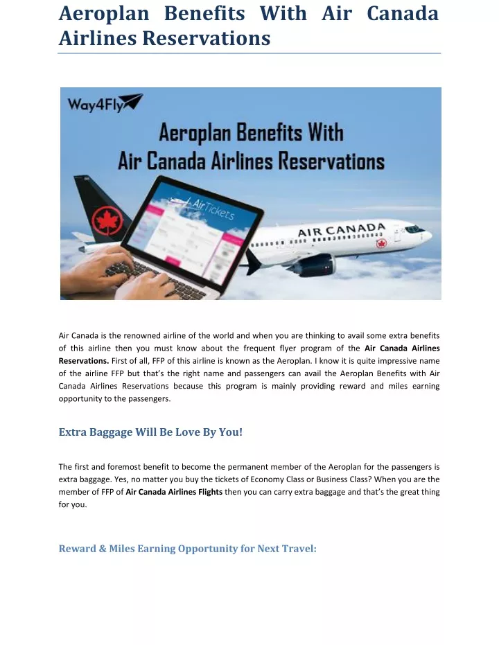 aeroplan benefits with air canada airlines