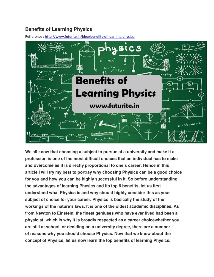 benefits of learning physics refference http