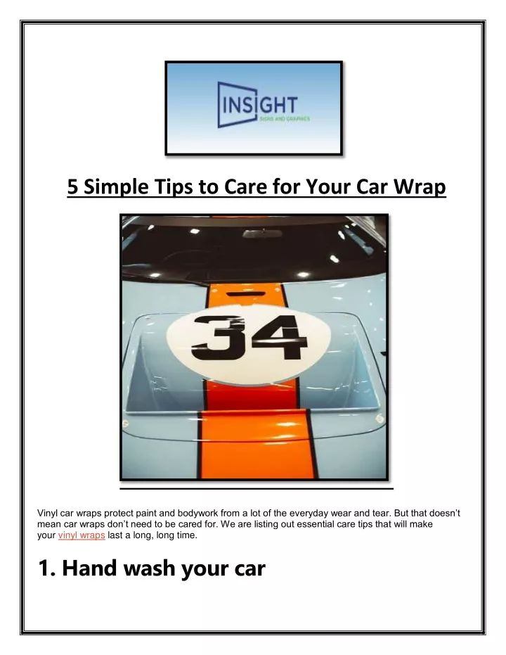 5 simple tips to care for your car wrap