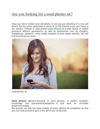 are you looking for a used phones uk have