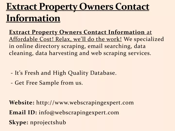 extract property owners contact information