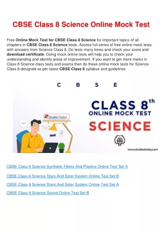 cbse class 8 science online mock test