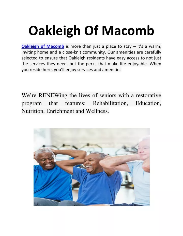 oakleigh of macomb
