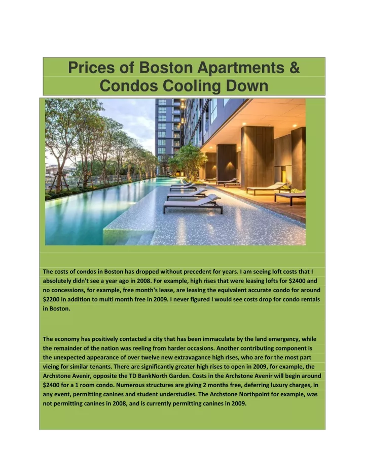 prices of boston apartments condos cooling down