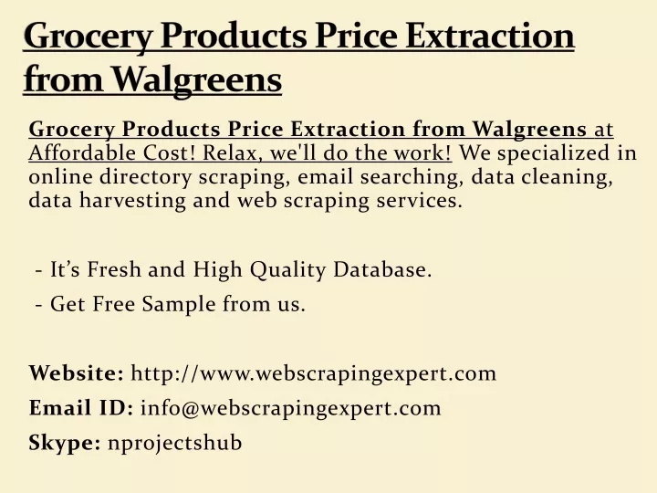 grocery products price extraction from walgreens