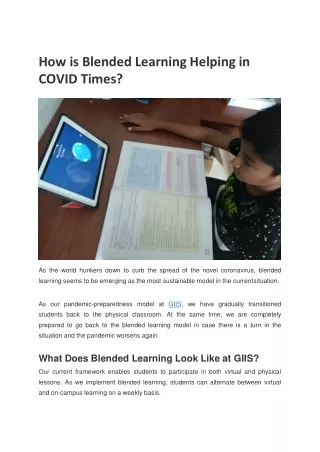 How is Blended Learning Helping in COVID Times?