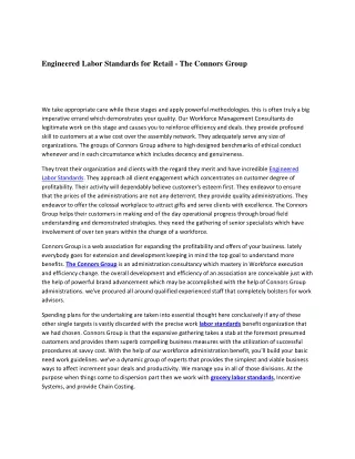 engineered labor standards for retail the connors