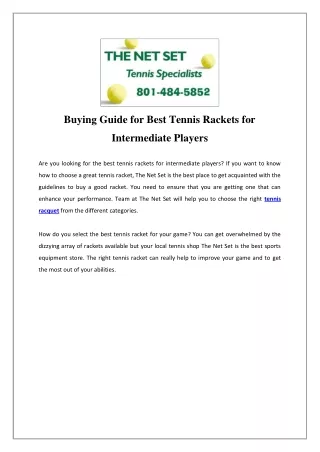 Buying Guide for Best Tennis Rackets for Intermediate Players