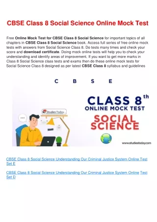 cbse class 8 social science online mock test