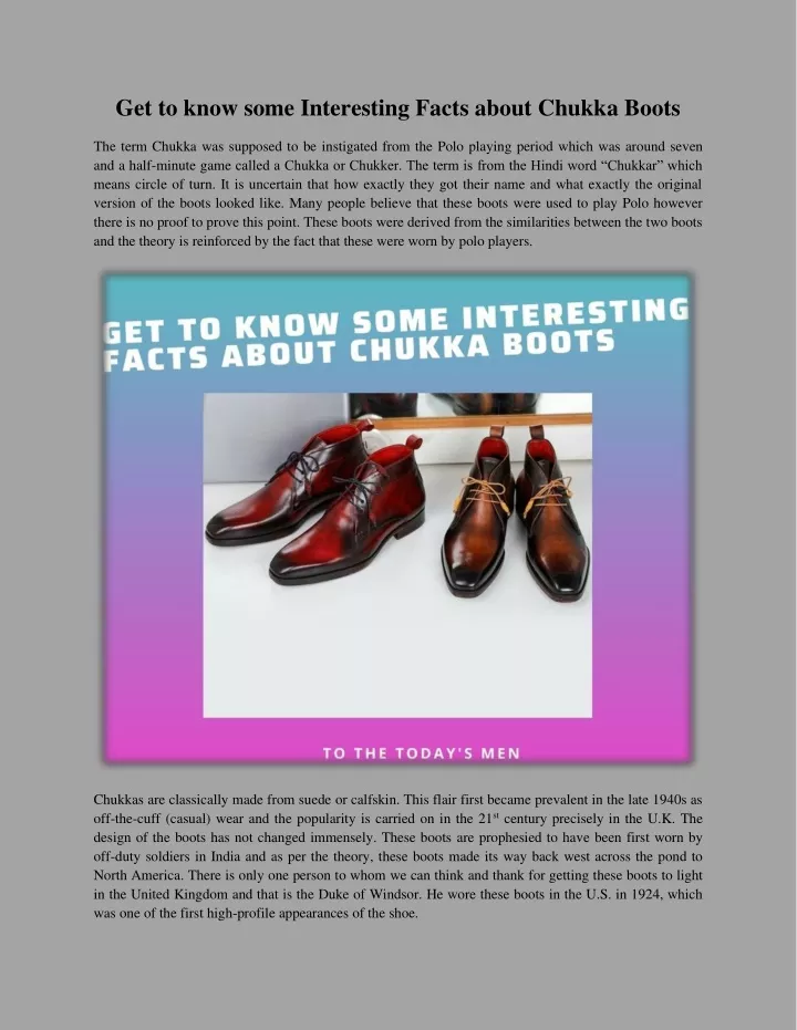 get to know some interesting facts about chukka