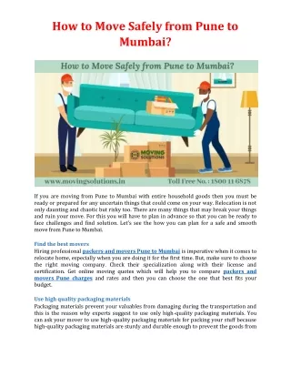 how to move safely from pune to mumbai