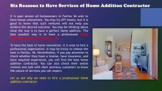 Six Reasons to Have Services of Home Addition Contractor