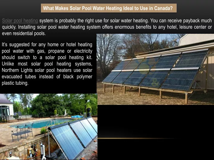 what makes solar pool water heating ideal