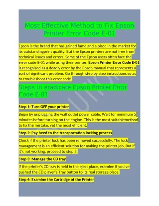 most effective method to fix epson printer error