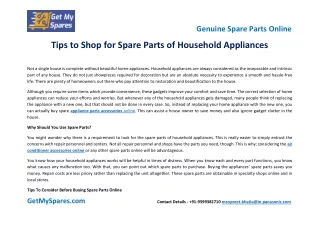Tips to Shop for Spare Parts of Household Appliances