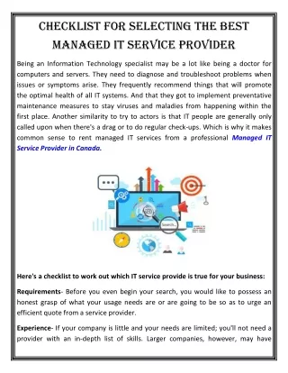 checklist for selecting the best managed