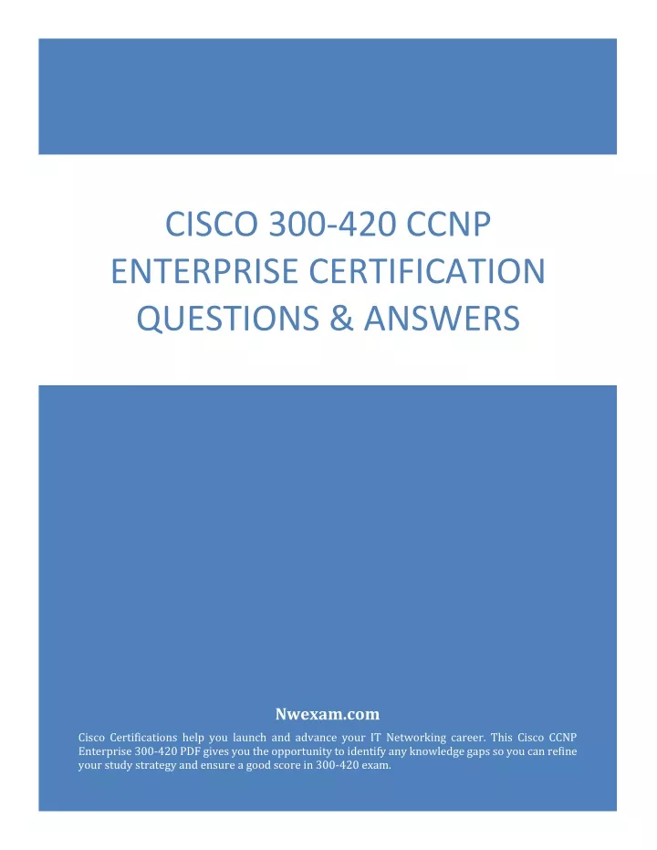 cisco 300 420 ccnp enterprise certification