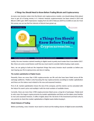 4 things you should need to know before trading