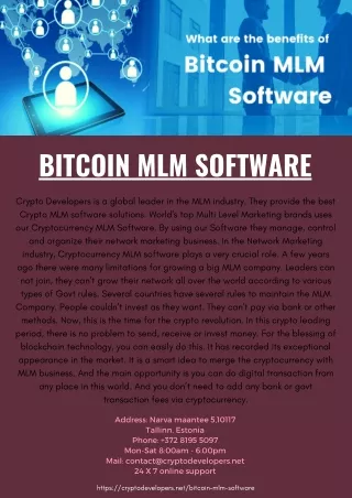 Bitcoin MLM Software | Crypto Developers