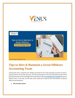 Tips to Hire & Maintain a Great Offshore Accounting Team