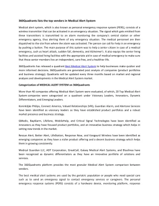 360quadrants lists the top vendors in medical