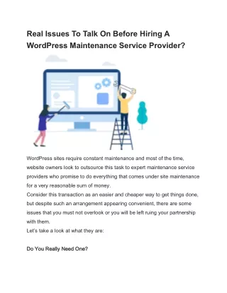 Real Issues To Talk On Before Hiring A WordPress Maintenance Service Provider