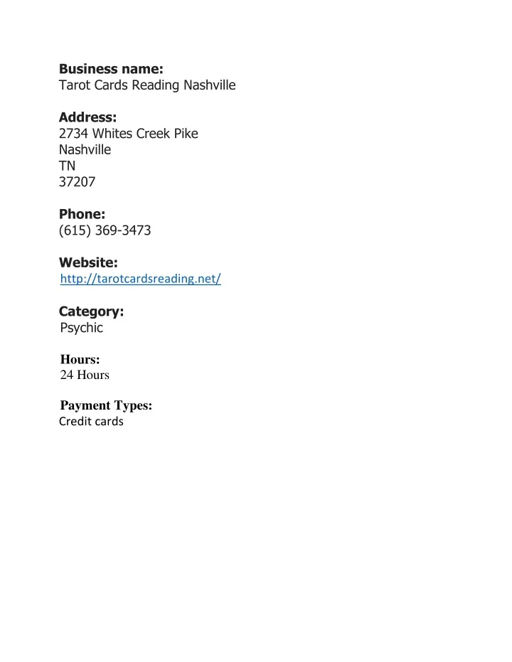 business name tarot cards reading nashville