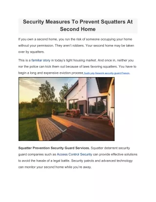 security measures to prevent squatters at second