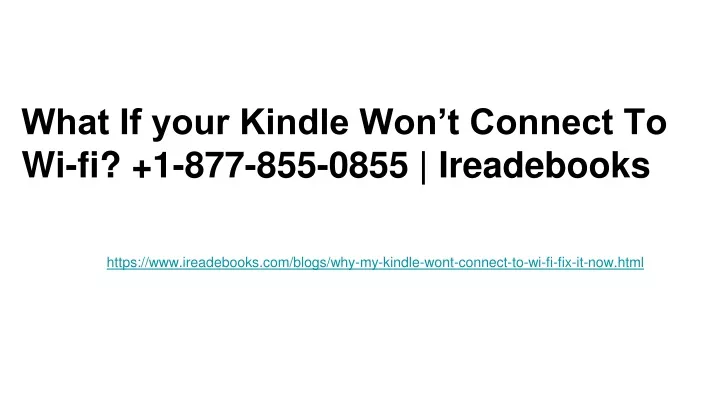 what if your kindle won t connect