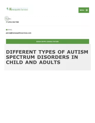 Different Types of Autism Spectrum Disorders in Child and Adults