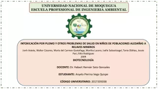 INTOXICACIÓN POR PLOMO Y OTROS PROBLEMAS DE SALUD EN NIÑOS DE POBLACIONES ALEDAÑAS A RELAVES MINEROS