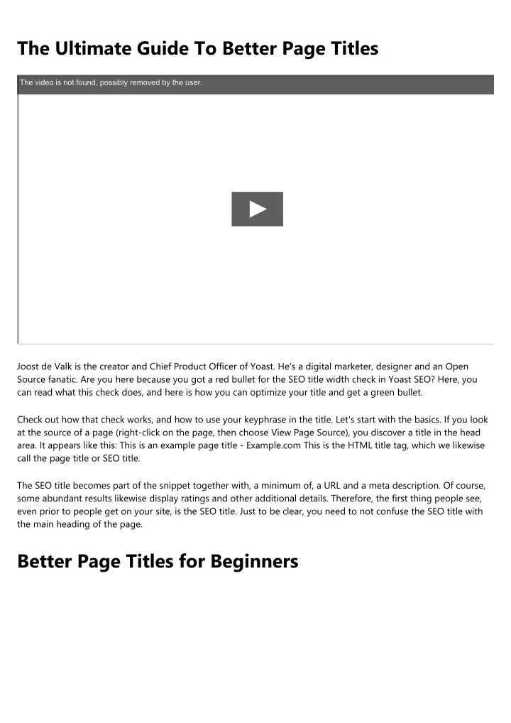 the ultimate guide to better page titles