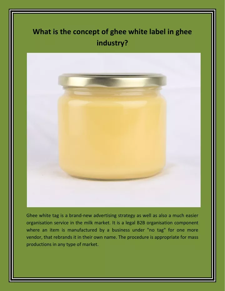 what is the concept of ghee white label in ghee