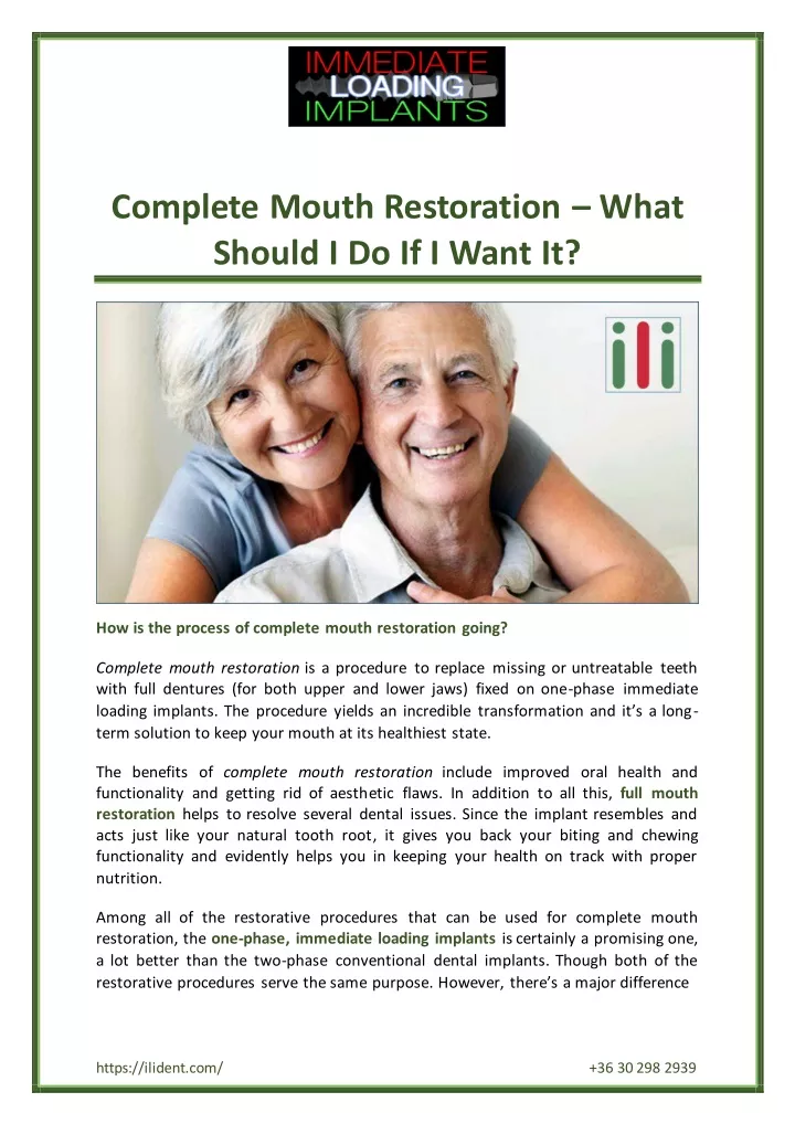 complete mouth restoration what should