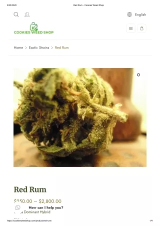 Buy Red Rum Indica Dominant Hybrid Strain | Redrum Cannabis