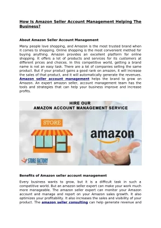 how is amazon seller account management helping