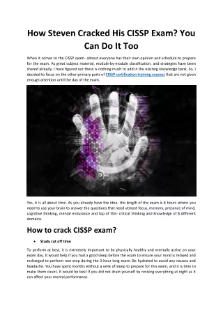 how steven cracked his cissp exam