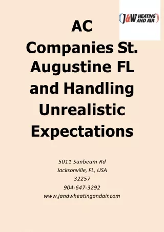 AC Companies St. Augustine FL and Handling Unrealistic Expectations