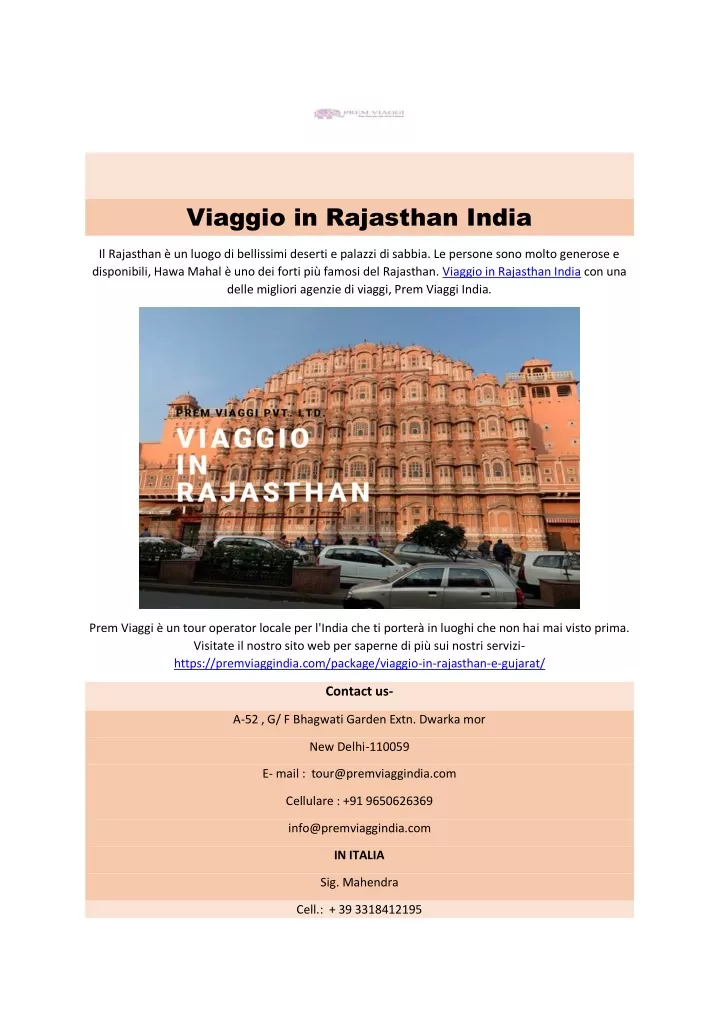 viaggio in rajasthan india