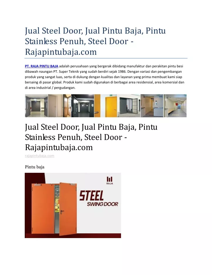 jual steel door jual pintu baja pintu stainless