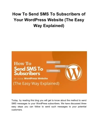 how to send sms to subscribers of your wordpress
