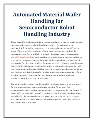automated material wafer handling