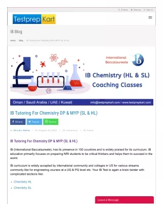 IB Chemistry Tutoring Online