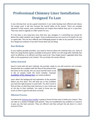 professional chimney liner installation designed