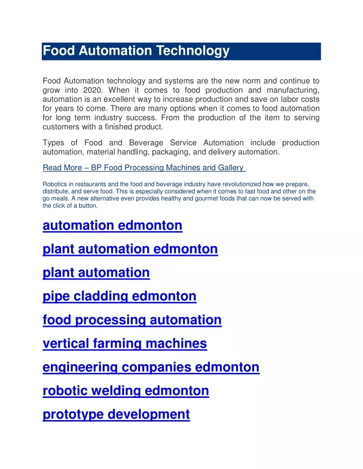 food automation technology