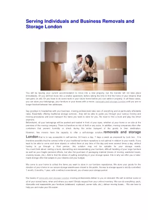 serving individuals and business removals