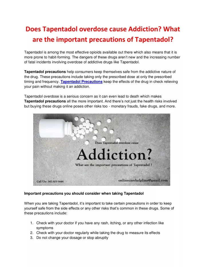 does tapentadol overdose cause addiction what